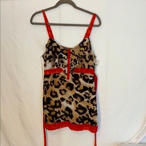 Nicole by Nicole Miller Leopard Print Tank Top with Red Accents